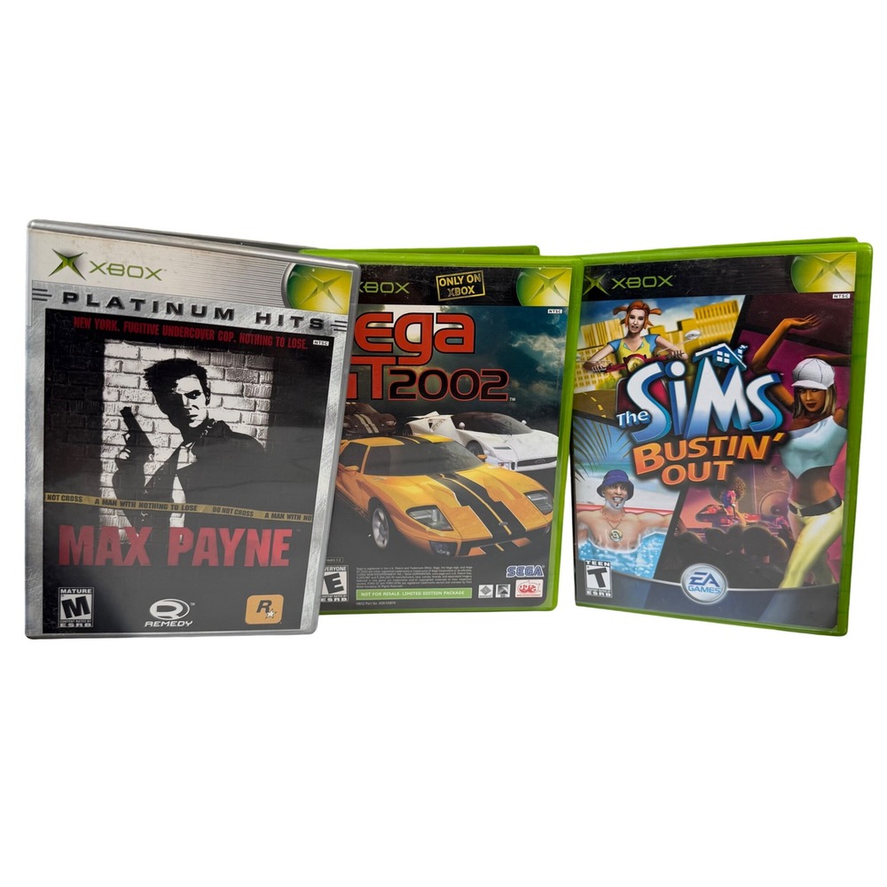 Microsoft Xbox Video Game Lot Max Payne Sims Bustin Out Sega GT 2002 JSRF Bundle